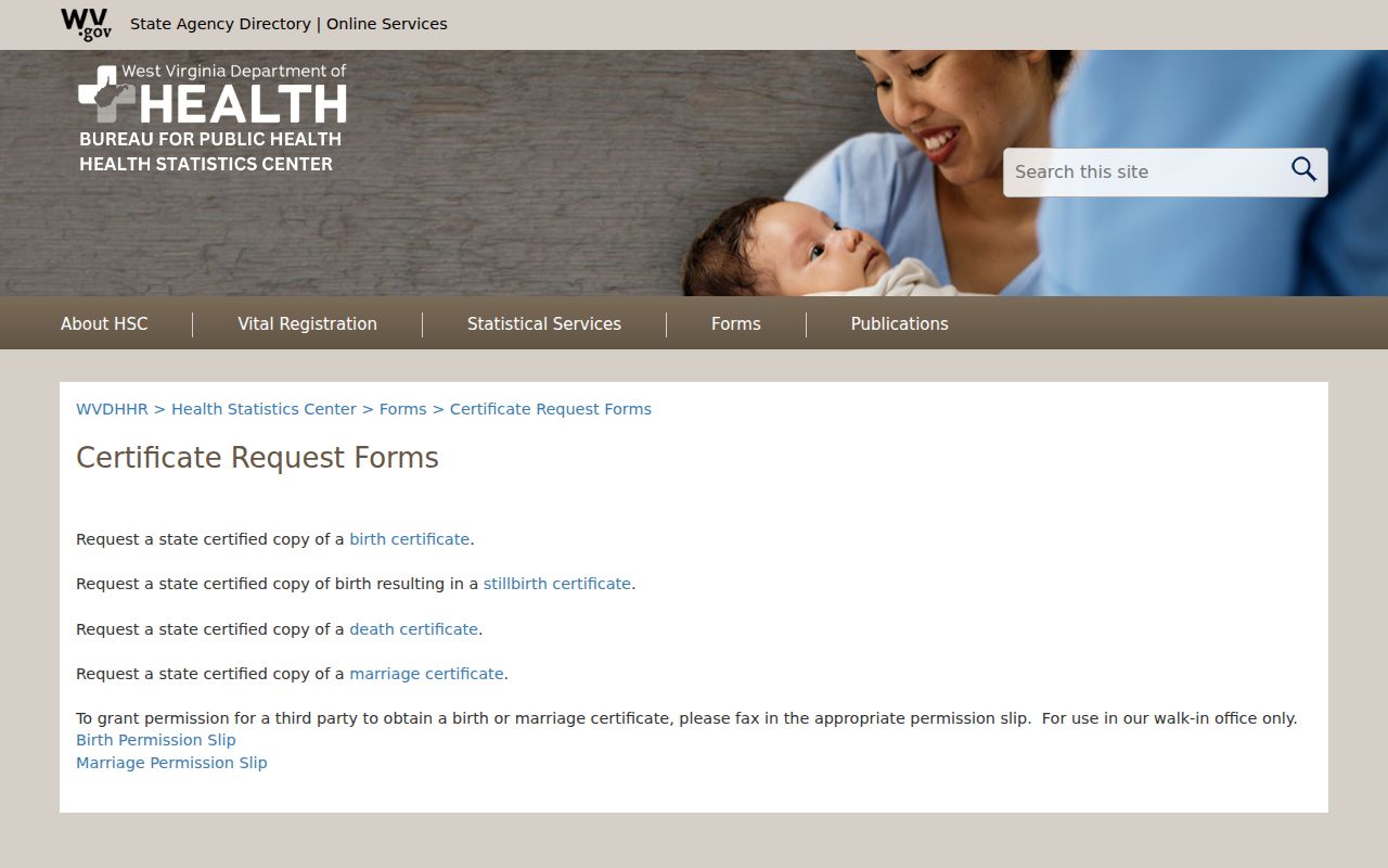 Martinsburg resident lookup source for West Virginia vital record forms